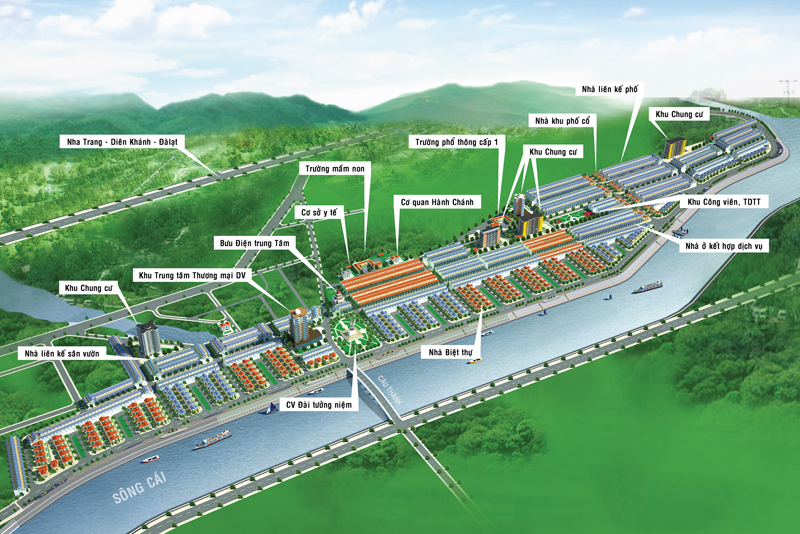 Phối cảnh tổng thể dự án Khu đô thị mới Nam Sông Cái