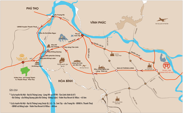 Bản đồ vị trí địa lý dự án Vườn Vua Resort  & Villas