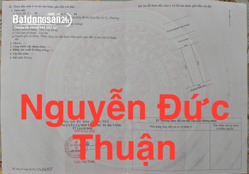 Bán đất mặt tiền Nguyễn Đức Thuận, Khuê Mỹ, Ngũ Hành Sơn – 180m² – Vị trí vàng kinh doanh.