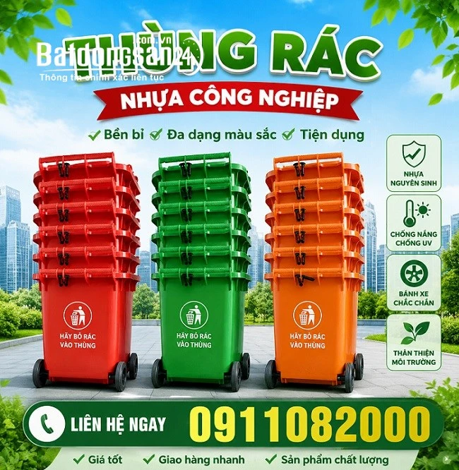  Chuyên Cung Cấp Thùng Rác Cho đại lý, công ty- lh 0911082000 mua thùng rác 120L 240L