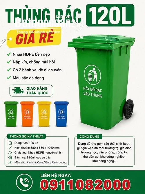  Sỉ lẻ thùng rác 120l 240l giá rẻ, miễn phí giao hàng toàn quốc- lh 0911082000