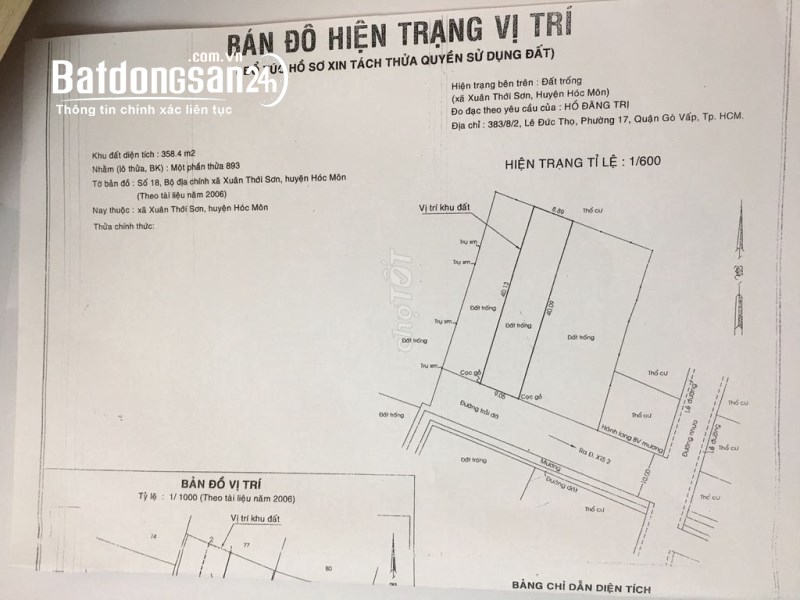 Bán đất đường Đường Lê Thị Kim, Xã Xuân Thới Sơn, Huyện Hóc Môn, Tp