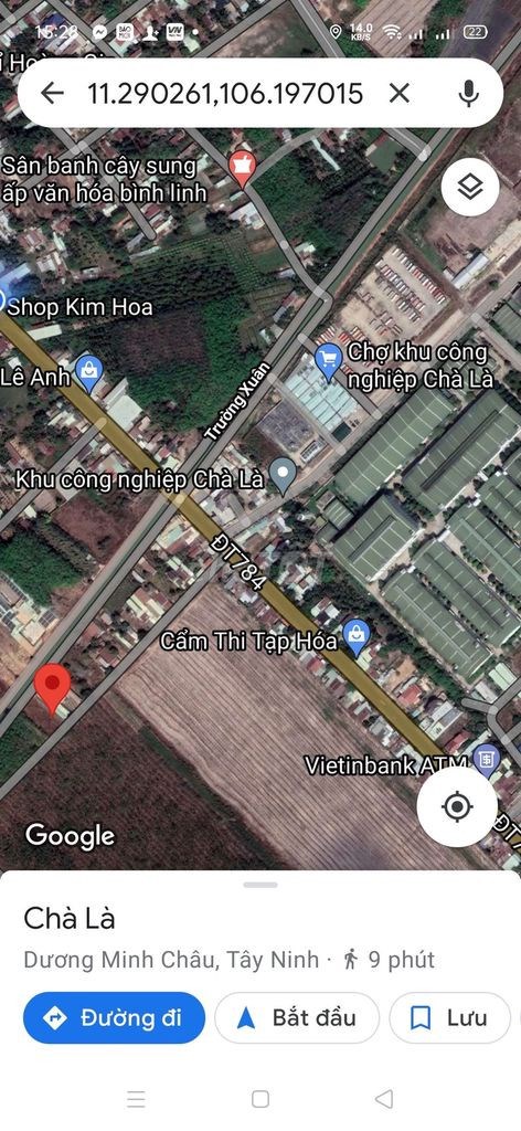 BÁN ĐẤT Xã Chà Là, Huyện Dương Minh Châu, Tây Ninh