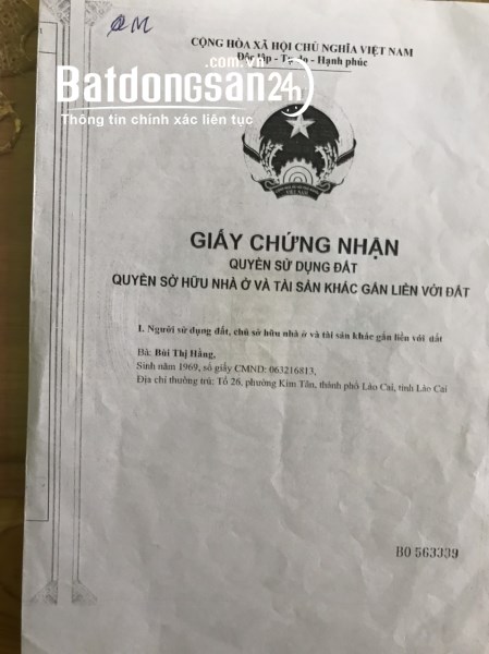 CHÍNH CHỦ CẦN BÁN NHÀ 3 TẦNG Ở PHỐ QUANG MINH – PHƯỜNG KIM TÂN – TP.