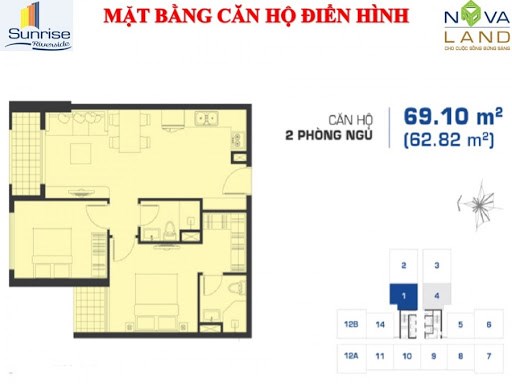 Bán căn hộ 2PN Sunrise Riverside 69m2, đầy đủ nội thất, giá chỉ 2,850