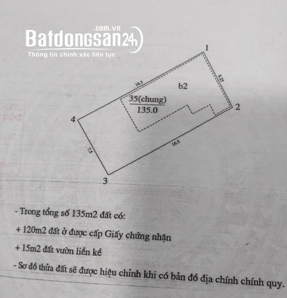 BÁN ĐẤT TỪ HOA, 135M, MẶT TIỀN 7.5M, HẬU 8.25M, GIÁ 21.5 TỶ