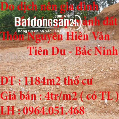 Do dịch nên gia đình cần bán gấp mảnh đất diện tích 1184m2 tại Thôn