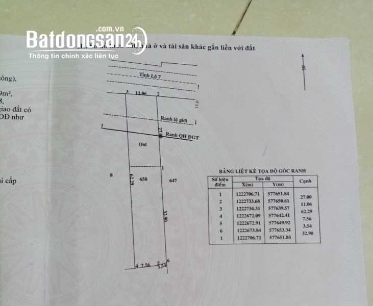 Bán đất dt 674m mặt tiền Tỉnh Lộ 7 xã An Nhơn Tây huyện Củ Chi