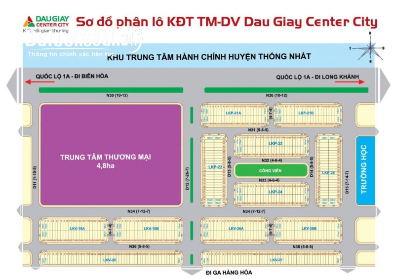 bán gấp lô đất thổ cư 100m2, sổ riêng, dự án Dầu Giây Center City