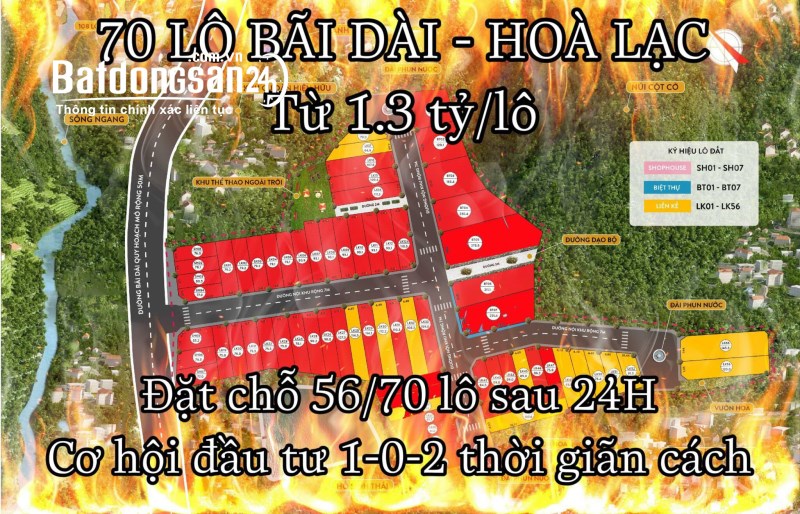 NHẬN ĐẶT CHỖ ƯU TIÊN SIÊU PHẨM 70 LÔ ĐẤT NỀN HOÀ LẠC - DIỆN TÍCH 76M2