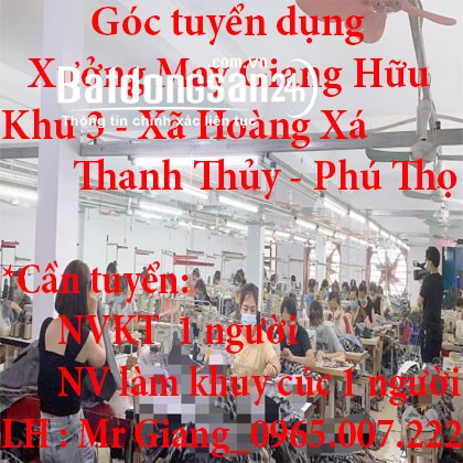 Góc tuyển dụng : Xưởng May. Giang Hữu Đc .Khu 3 -xã Hoàng Xá- Thanh