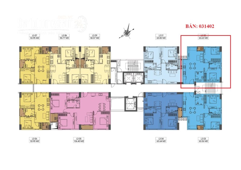 Quỹ căn 2 PN hướng Đông Nam giá ngoại giao tại chung cư cao cấp trung