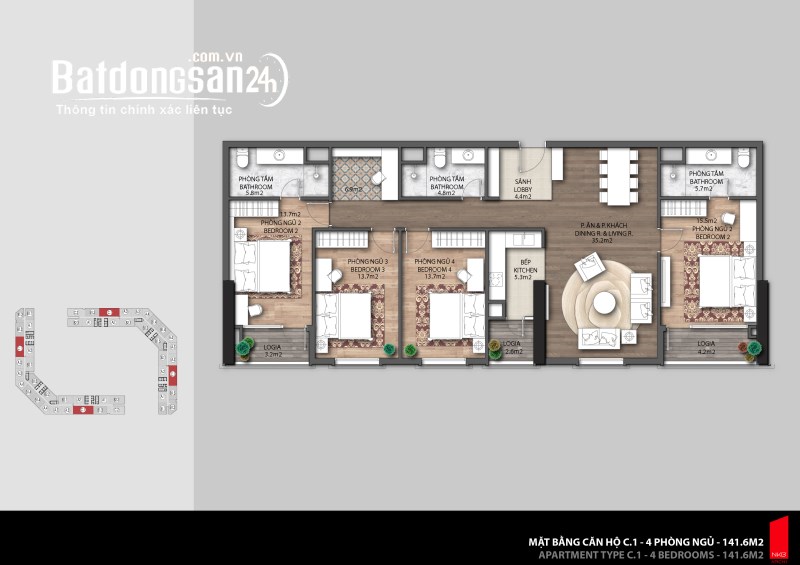 Chính chủ cần bán căn hộ 1205 diện tích 141.6m2 tòa CT8 Mỹ Đình Sông