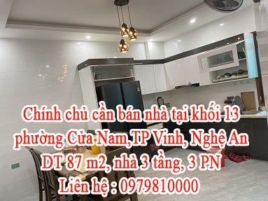 Chính chủ cần bán nhà tại khối 13,phường Cửa Nam,TP Vinh, Tỉnh Nghệ