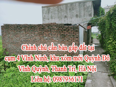 Bán gấp đất tại cụm 4 Vĩnh Ninh, khu xóm mới Quỳnh Đô, Vĩnh Quỳnh,
