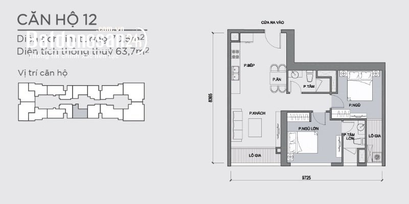 Bán căn chung cư 2 phòng ngủ, 2wc thuộc CC Vinhome Central Park đầy