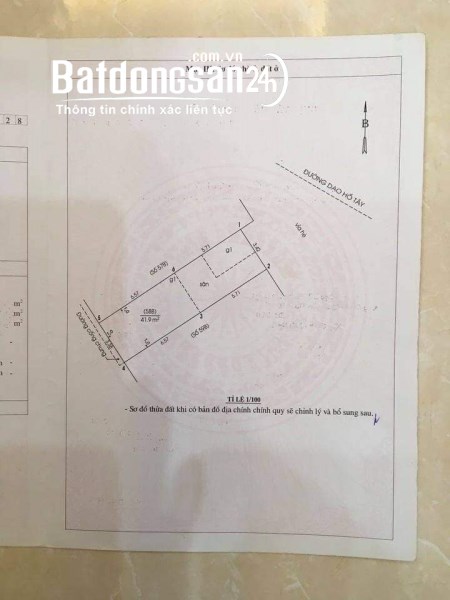 ĐẤT MẶT HỒ TÂY, TRÍCH SÀI, 45M, MẶT TIỀN 3.42M, 16 TỶ