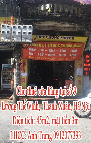 Cho thuê cửa hàng tại số 9 Lương Thế Vinh, Thanh Xuân, Hà Nội.