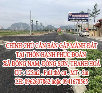 CHÍNH CHỦ CẦN BÁN GẤP MẢNH ĐẤT TẠI ĐỊA CHỈ THÔN HẠNH PHÚC ĐOÀN – XÃ