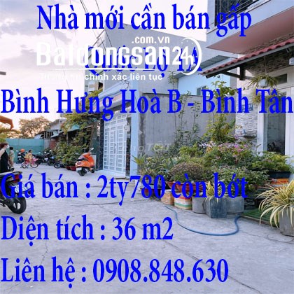 Cần bán nhà Bình Hưng Hoà B -Quận Bình Tân nhà mới cần bán gấp