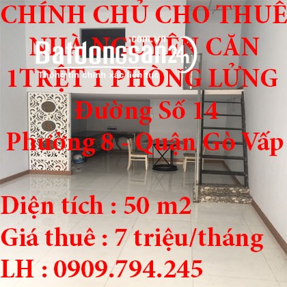 CHÍNH CHỦ CHO THUÊ NHÀ NGUYÊN CĂN 1 TRỆT 1 PHÒNG LỬNG