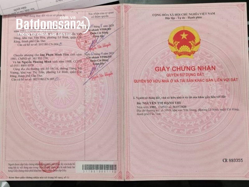 BÁN NHÀ MẶT TIỀN ĐƯỜNG HÀNG GÒN – P. THƯỜNG THANH – Q. CÁI RĂNG