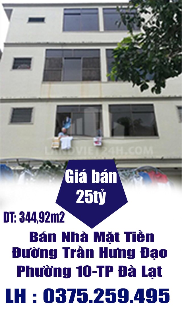 Bán Nhà Mặt Tiền Đường Trần Hưng Đạo-Phường 10-TP Đà Lạt-Lâm Đồng