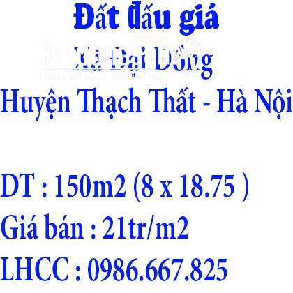 Đất đấu giá xã Đại Đồng,Huyện Thạch Thất, Hà Nội