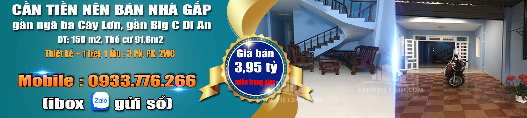 CẦN TIỀN NÊN CẦN BÁN NHÀ GẤP – gần ngã ba Cây Lơn, gần Big C Dĩ An