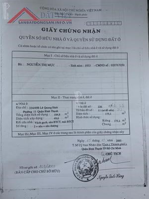Cần bán khu nhà đất hẻm Lê Quang Định