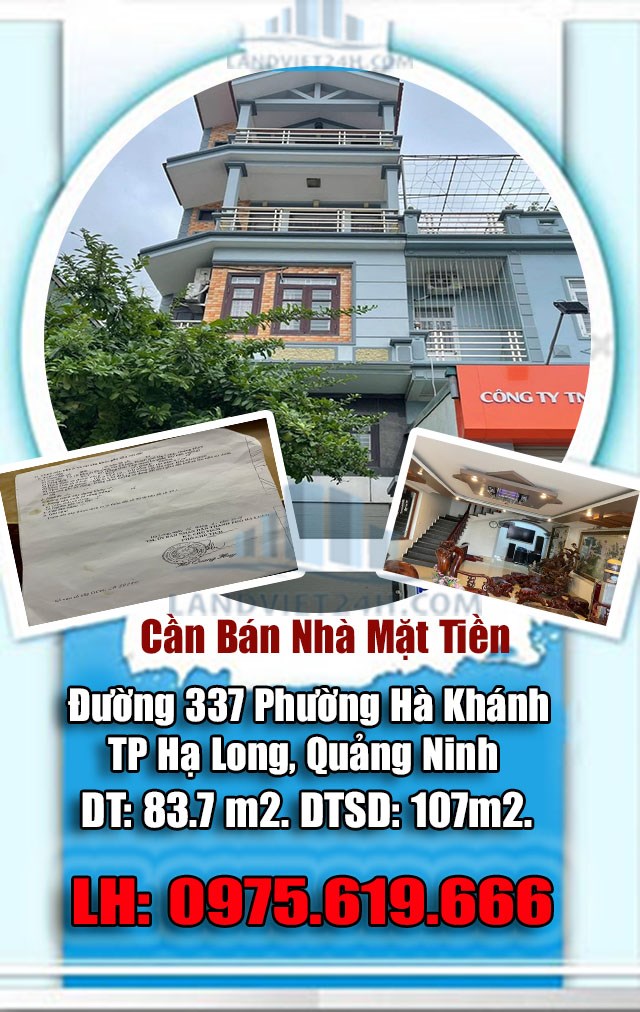 Bán Nhà Mặt Tiền Trục Đường 337 Phường Hà Khánh TP Hạ Long, Quảng