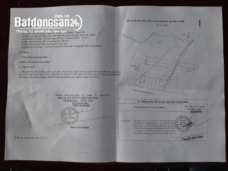 Bán Nhanh Mảnh Đất Mặt Tiền Đường Chính Quốc Lộ 56 TP. Bà Rịa- Giá