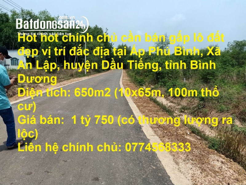 Hot hot chính chủ cần bán gấp lô đất đẹp vị trí đắc địa tại huyện Dầu