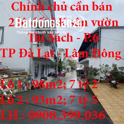 Chính chủ cần bán 2 lô đất Lk sân vườn Trung tâm Thành Phố Đà Lạt