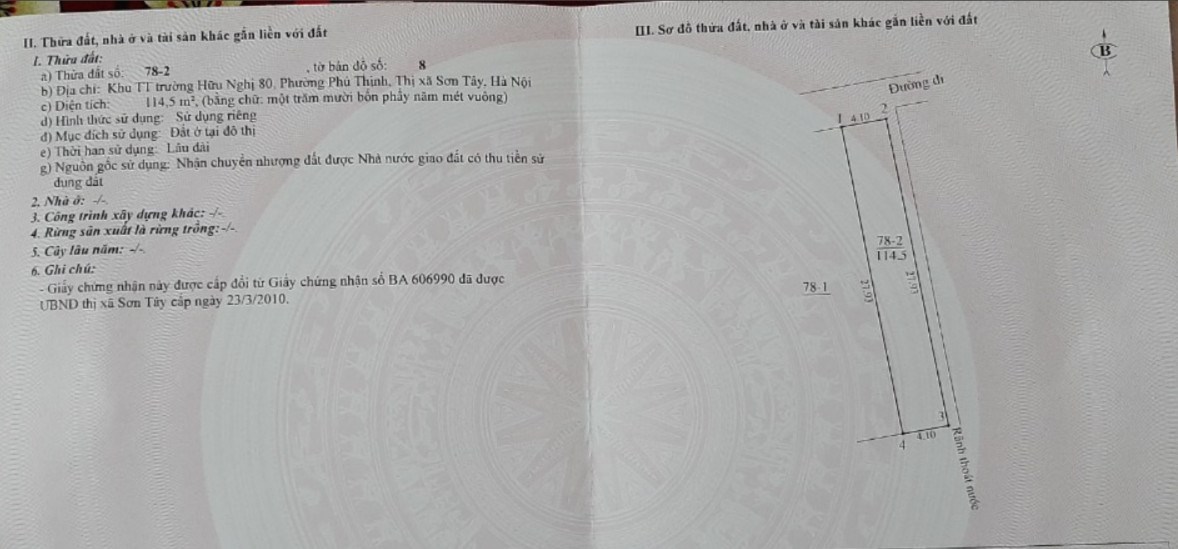 Chính chủ cần bán đất tại ngõ Thị Đội, Phố Hàng, Phường Phú Thịnh,