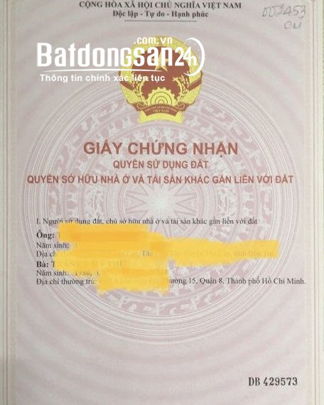 Chính chủ chuyển nhà mới cần sang nhượng Quận 8 .HCM