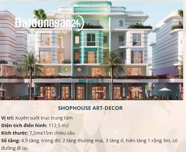 Bán căn Shophouse trục Art Deco Dự án Sun Riverside Village Sầm Sơn