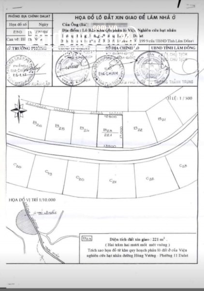 Bán lô đất 221m xây dựng khu quy hoạch viện nghiên cứu phường 11 đà