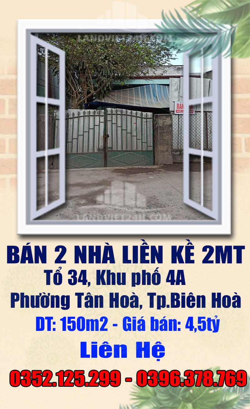 CHÍNH CHỦ TÔI CẦN BÁN 2 NHÀ LIỀN KỀ 2MT TẠI TÂN HÒA- BIÊN HÒA