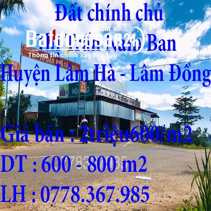 Đất chính chủ Thị Trấn Nam Ban, Huyện Lâm Hà, Lâm Đồng