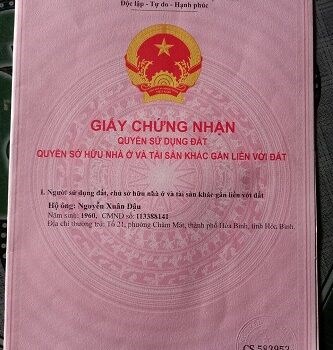 Chính chủ cần bán căn nhà tổ 9, phường Dân Chủ, tp Hòa Bình, tỉnh Hòa