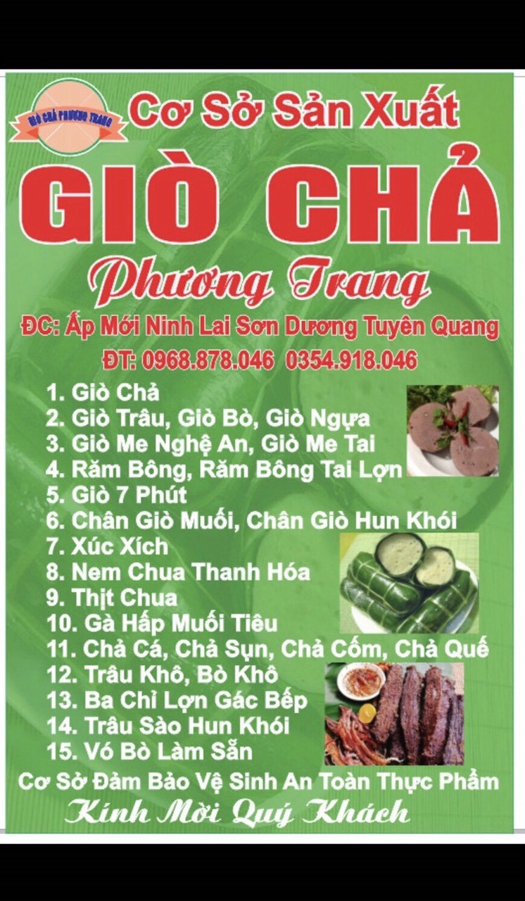 CƠ SỞ SẢN XUẤT GIÒ CHẢ PHƯƠNG TRANG CHUYÊN CUNG CẤP CÁC LOẠI GIÒ –