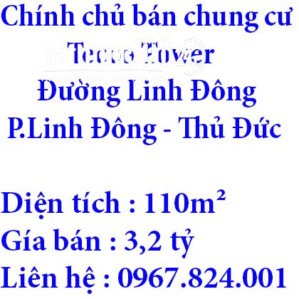 Chính chủ bán chung cư Thành phố Thủ Đức 110m²