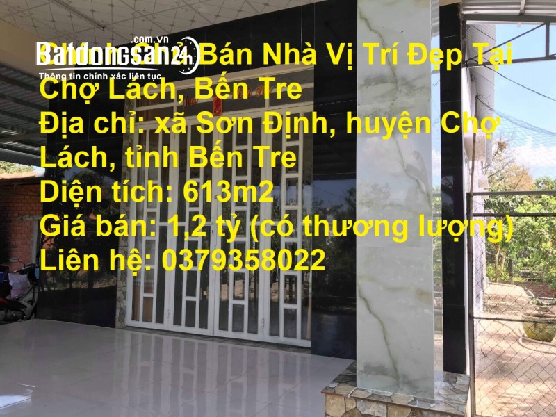 Chính Chủ Bán Nhà Vị Trí Đẹp Tại Chợ Lách, Bến Tre