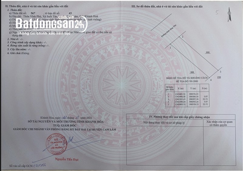 Bán lô 113m2 đất nền công nghiệp Suối Dầu - Cam Lâm một mặt View hồ,