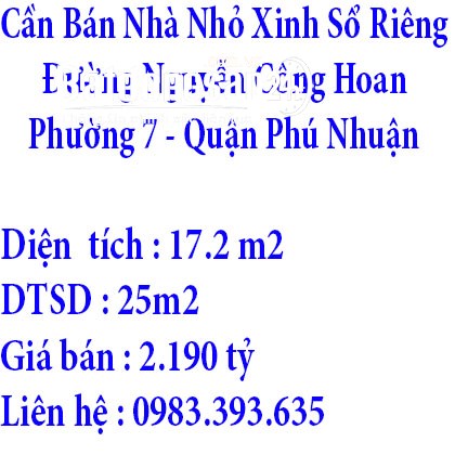 Cần Bán Nhà Nhỏ Xinh Sổ Riêng Quận  Phú Nhuận Tp Hồ Chí Minh