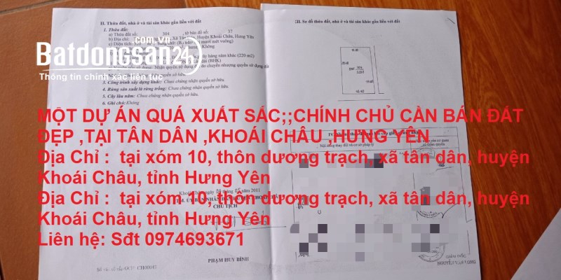 Một Dự Án Quá Xuất Sắc Chính Chủ Bán Đất Đẹp Tại Tân Dân Khoái Châu