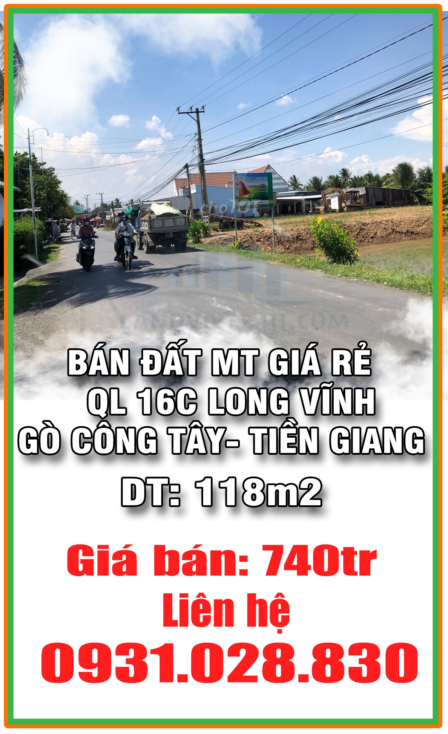 TÔI CẦN BÁN ĐẤT MT GIÁ RẺ QL 16C-LONG VĨNH-GÒ CÔNG TÂY- TIỀN GIANG