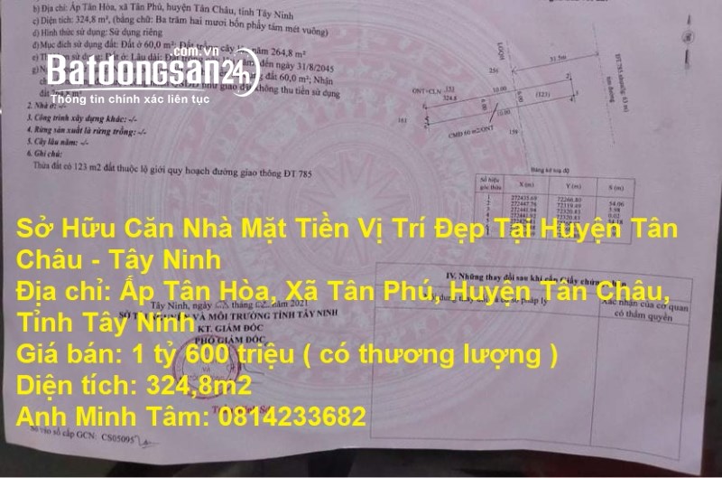 Sở Hữu Căn Nhà Mặt Tiền Vị Trí Đẹp Tại Huyện Tân Châu - Tây Ninh