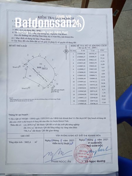 CHÍNH CHỦ CẦN BÁN LÔ ĐẤT TẠI THÔN TÀ GỘC, KHÁNH THƯỢNG, KHÁNH VĨNH,